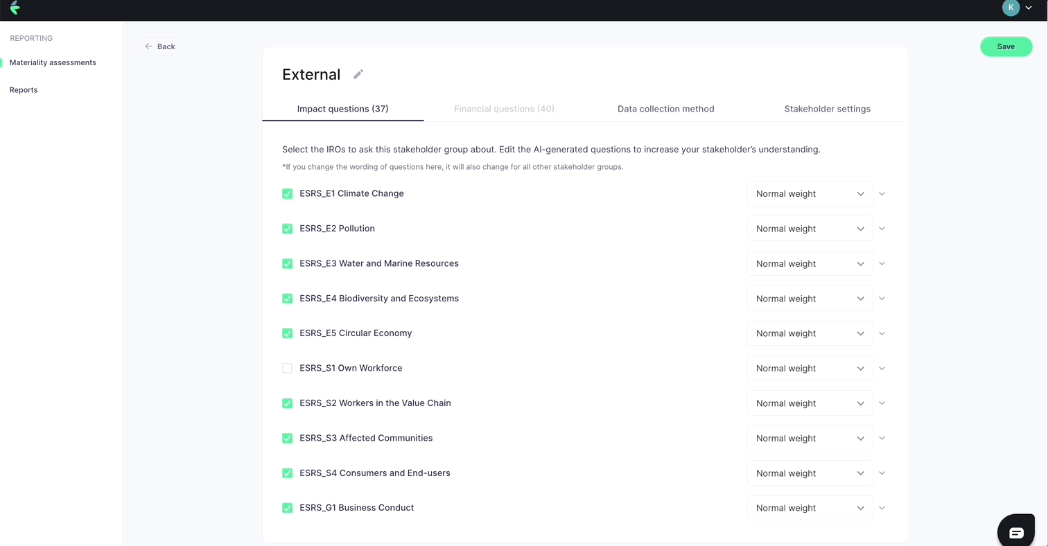Setting topic weights for a specific stakeholder group on your Karomia platform