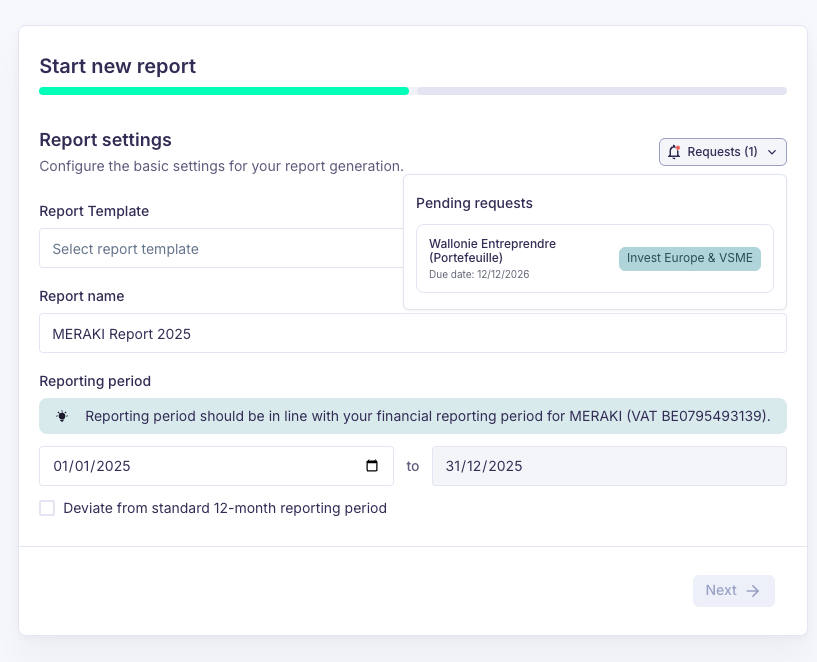 Start a new report in Karomia