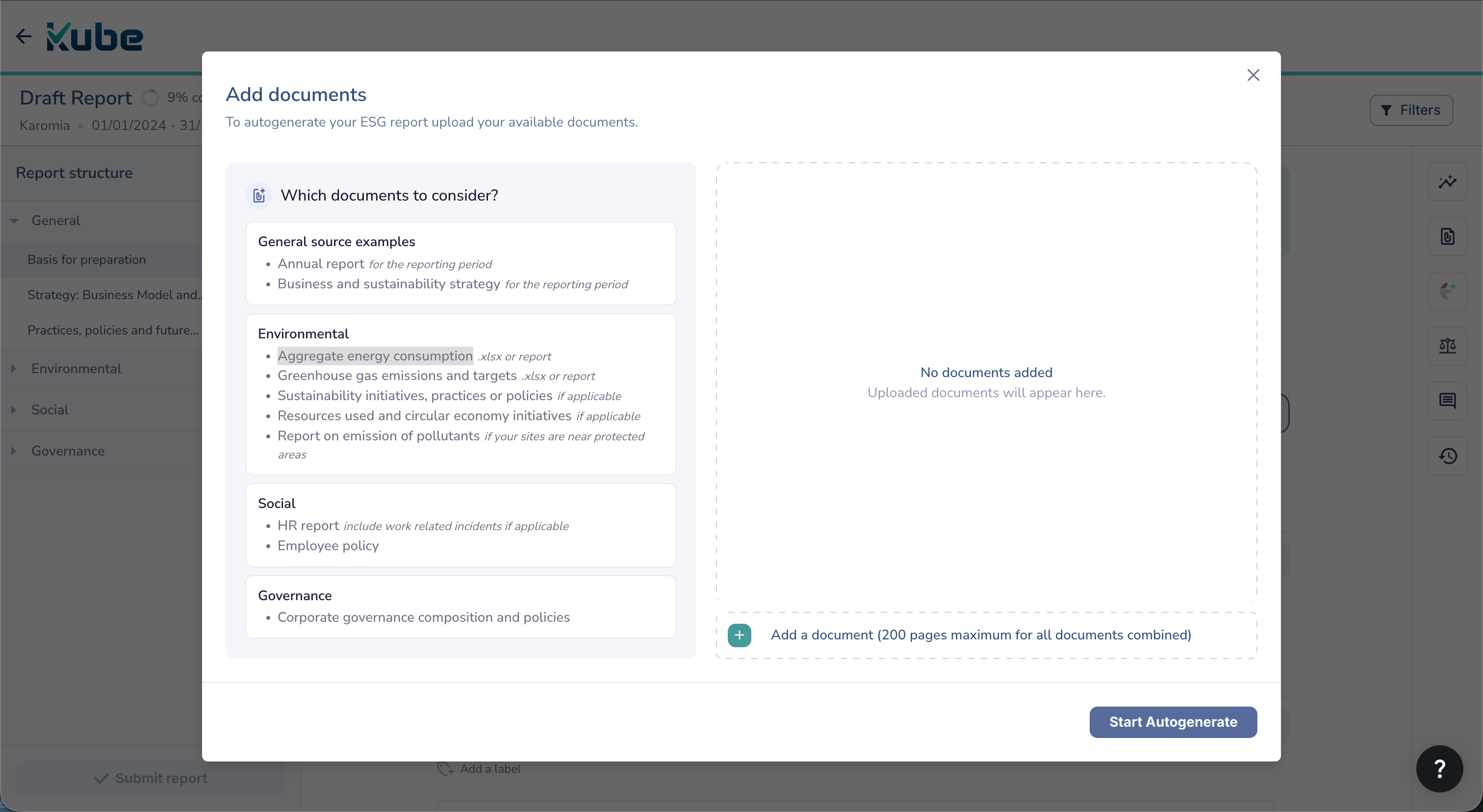 AI prefill in Kube ESG