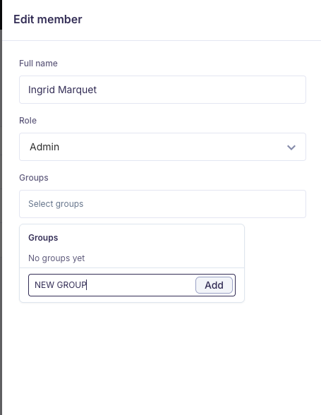Assign a member to one or more groups to control which companies they can access.